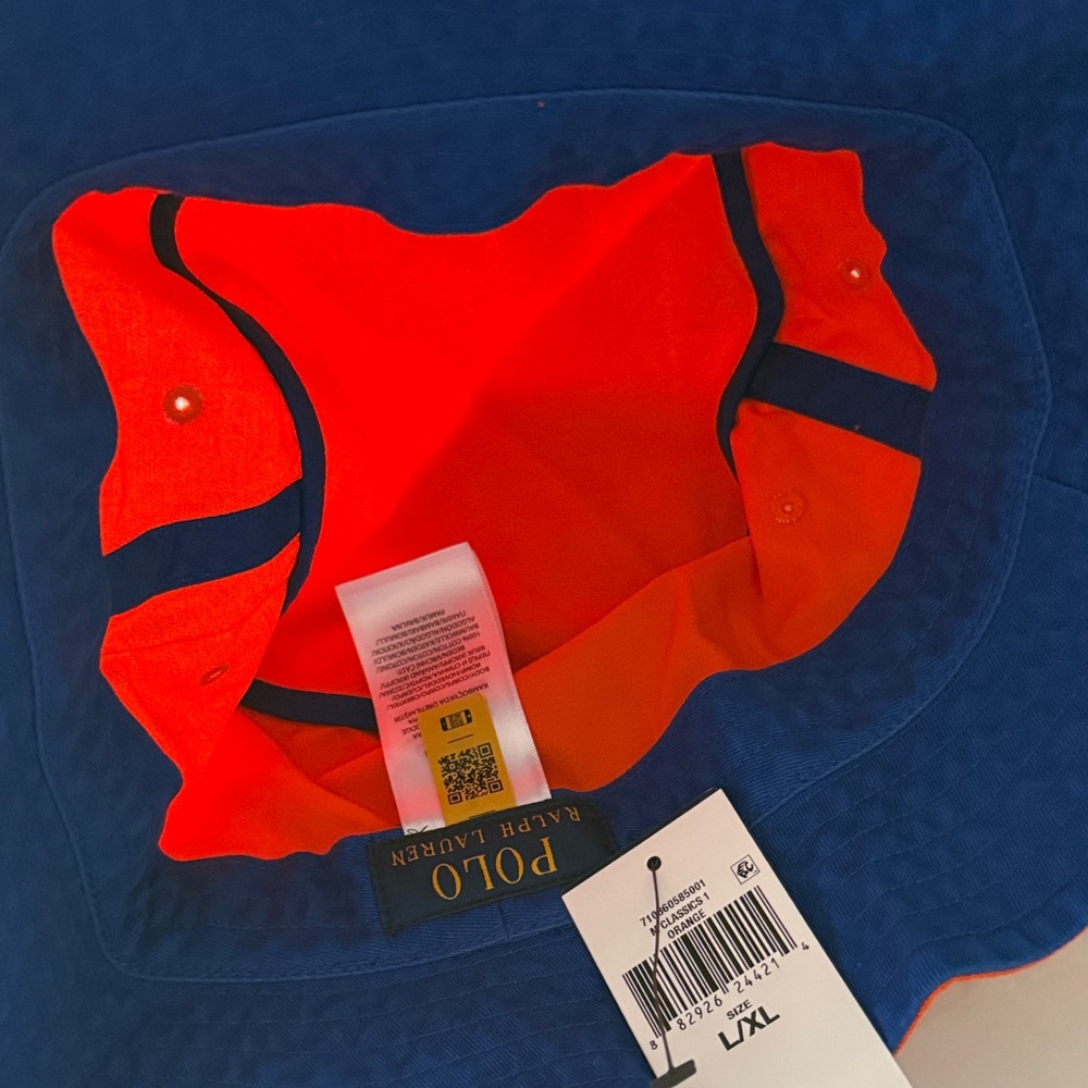 Polo by Ralph Lauren Orange Adult Bucket Hat with Bear - Picture 3 of 4